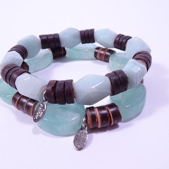 Neiman Marcus Lee Angel Seafoan Resin Wood Link Stackable Bracelet NWT 210 - Picture 5 of 10